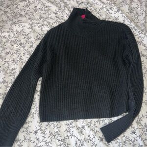 grey cropped turtleneck sweater